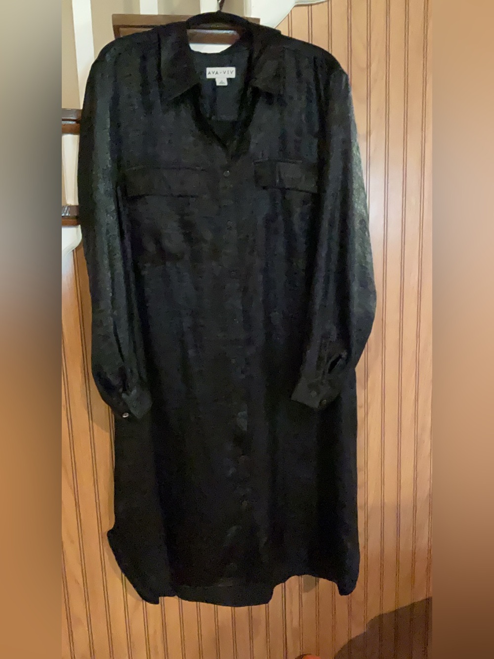 Ava & Viv Black Midi Button-Down Shirt Dress